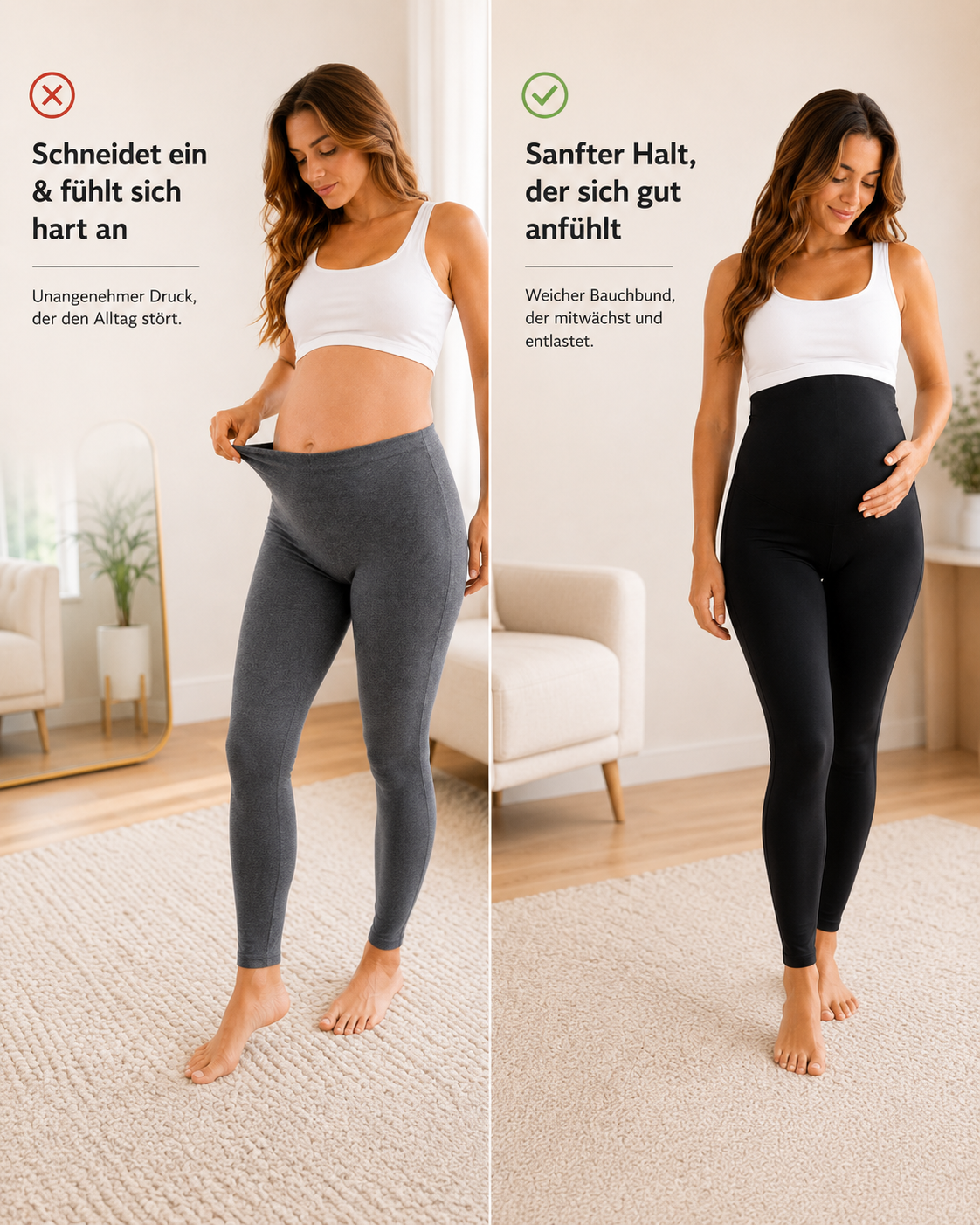 LumenaFlex™ – Endlich eine Schwangerschafts-Leggings, die nicht drückt, nicht rutscht und deinen Bauch sanft entlastet.