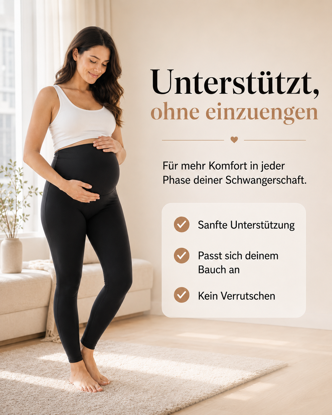 LumenaFlex™ – Endlich eine Schwangerschafts-Leggings, die nicht drückt, nicht rutscht und deinen Bauch sanft entlastet.